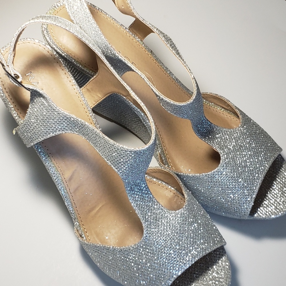 Silver Glitter Open Toe Wedge - Picture 3 of 3